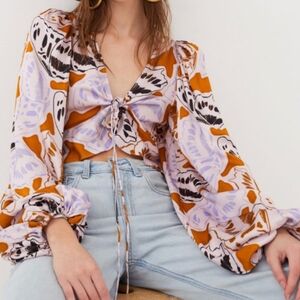 For Love And Lemons Orange and Purple Blouse